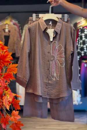 Elegant & Effortless: Brown Embroidered Co-Ord Set 🤎✨